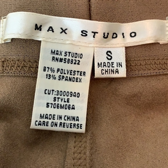 Max Studio faux suede stretch warm microfiber pull on skinny leggings, tan pants - Picture 8 of 9